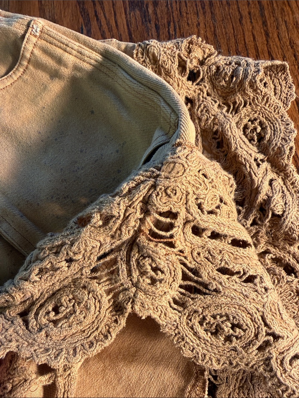 We The Free Boho Crochet Hem Utility Shorts Tan Drawstring Festival 26 - Picture 7 of 16